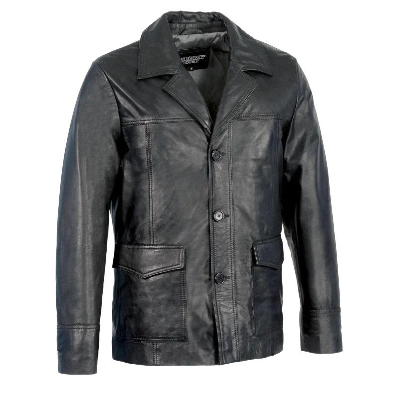 Bargain Prices Milwaukee Leather Men's Black Leather Button Closure Blazer Car Coat Fashion Jacket SFM1870 Bargain Prices Milwaukee Leather Men's Black Leather Button Closure Blazer Car Coat Fashion Jacket SFM1870