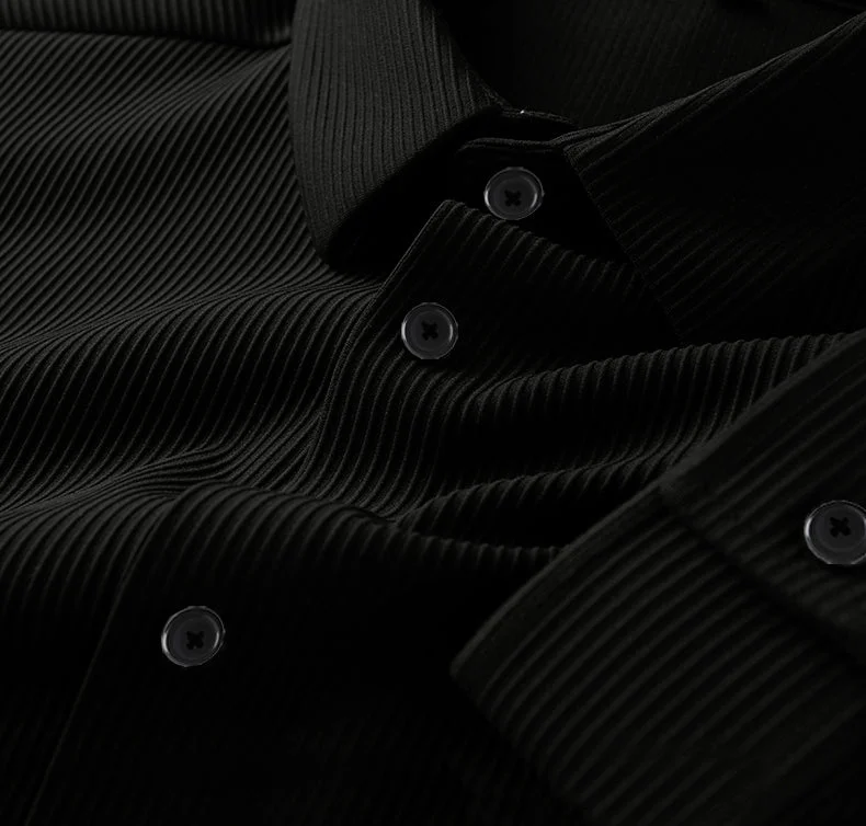 Deal Dash Casual Shirt For Men's Long Sleeve Self Cord Shirt-Black