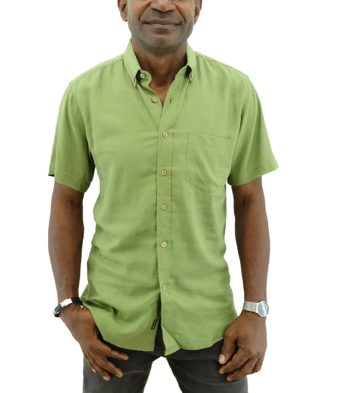 Limited Time Offer 13S1939GREENP, Oleg Cassini Men's S/Sleeve Solid Linen Shirts
