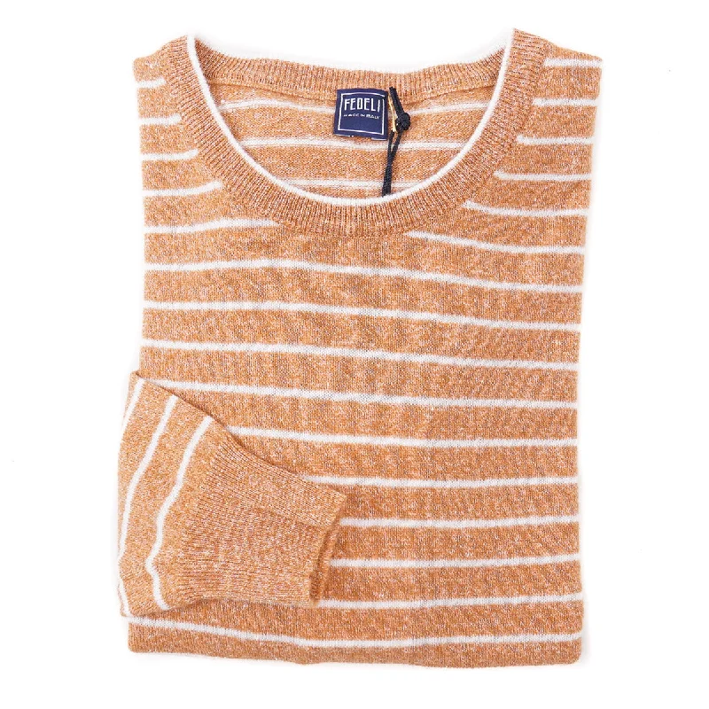 Weekend Discounts to Delight Fedeli Striped Cashmere and Linen Sweater