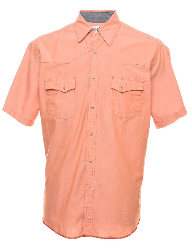 Incredible Offers Wrangler Western Coral Short Sleeve Shirt - L