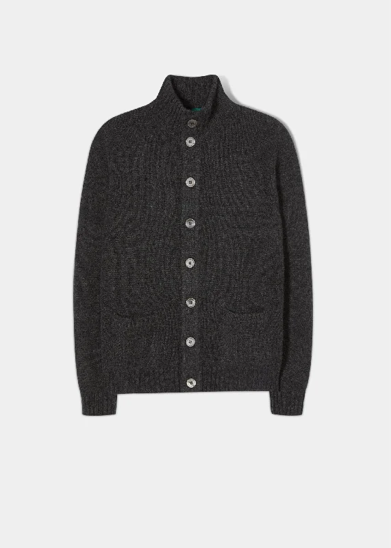 Hot Deal Landford Men's Lambswool Buttoned Jumper In Charcoal - Regular Fit