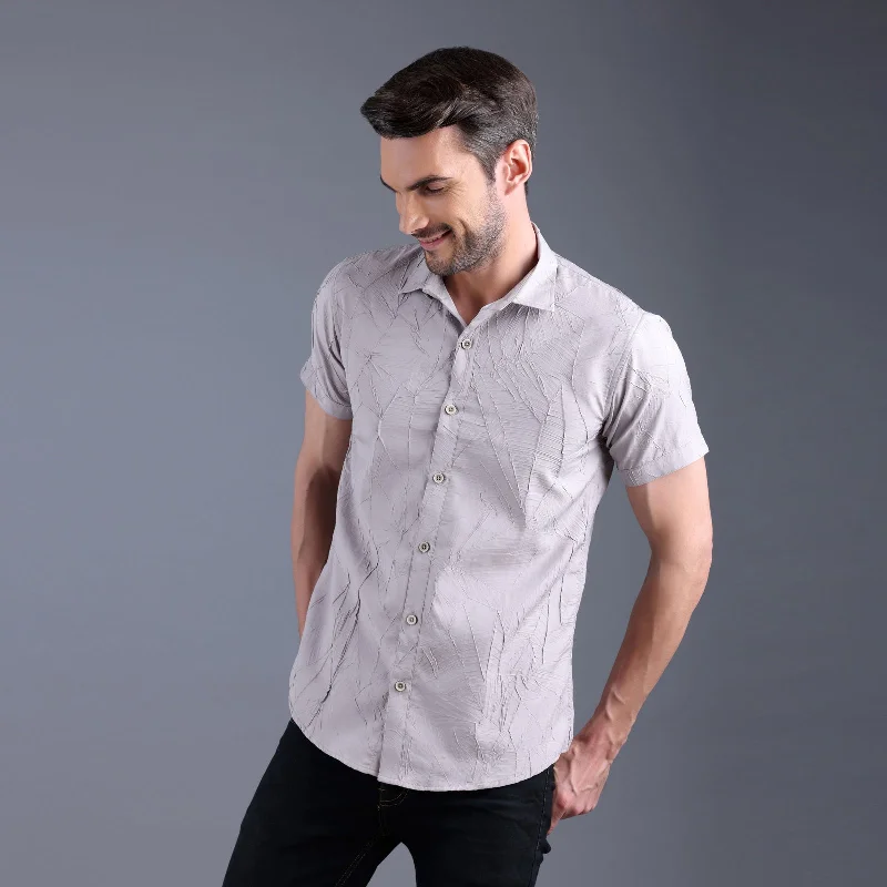 Bargain Blast Grey Coconut Textured Half Shirt