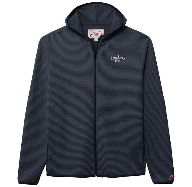 Weekend Wonders Await! Men's Avalon Summit Full Zip w/Hood - Washed Dark Navy