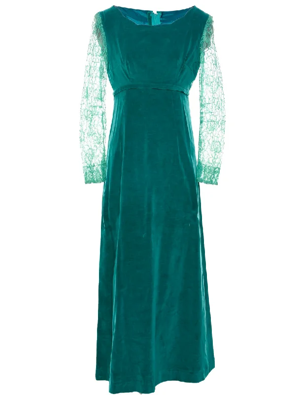 Don't Miss Velvet Turquoise Evening Dress - S