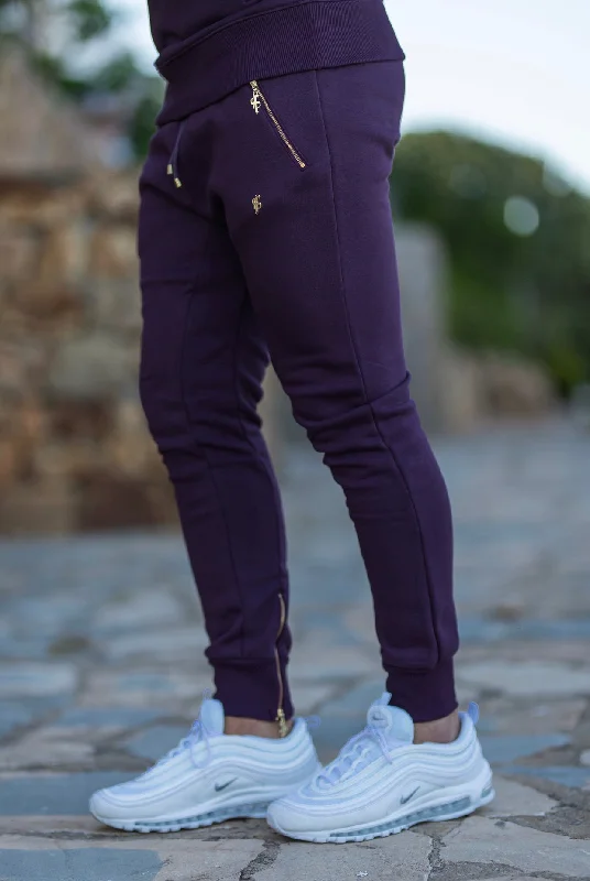 Weekend Savings Spectacle Father Sons Plum / Purple & Gold Tapered Bottoms with Ankle Zip Detail - FSH486