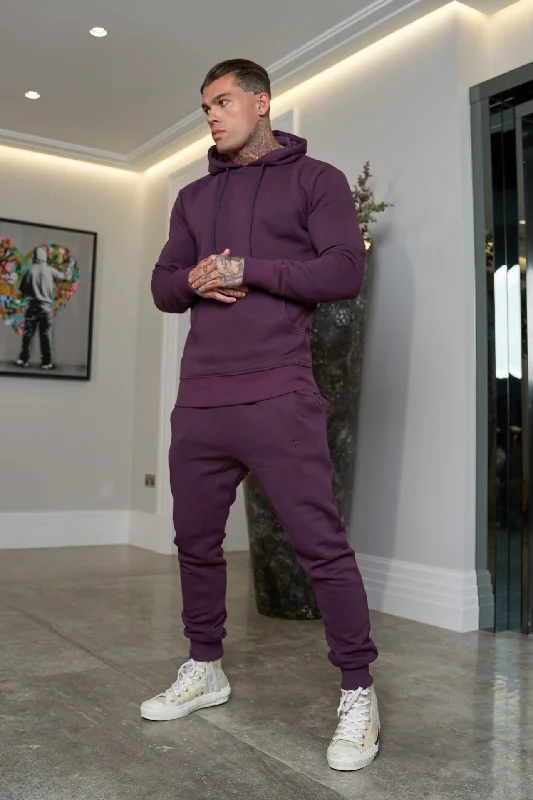 Deal Alert Father Sons Plum Raglan Tracksuit Bottoms with FS Embroidery - FSH704