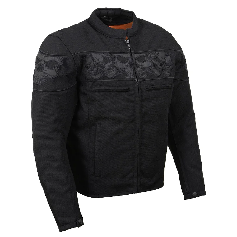 Quick Deals Milwaukee Leather MPM1730 Black Padded Textile Motorcycle Jacket for Men w/ Reflective Skulls - All Season Motorcycle Jacket Quick Deals Milwaukee Leather MPM1730 Black Padded Textile Motorcycle Jacket for Men w/ Reflective Skulls - All Season Motorcycle Jacket