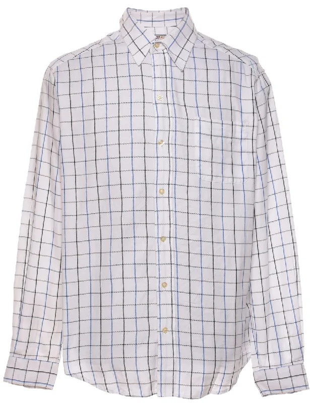 Early Bird White & Blue Classic Checked Shirt - M