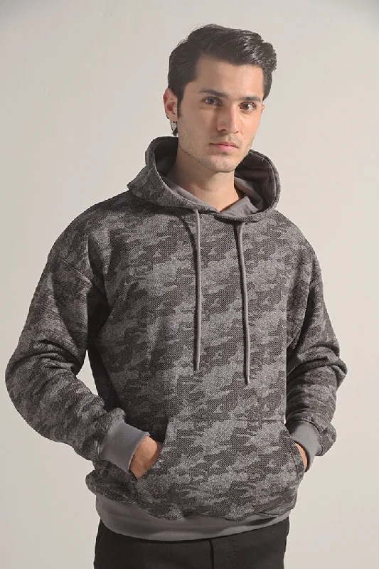 Deal Mania Camouflage Pullover Hoodie - Grey