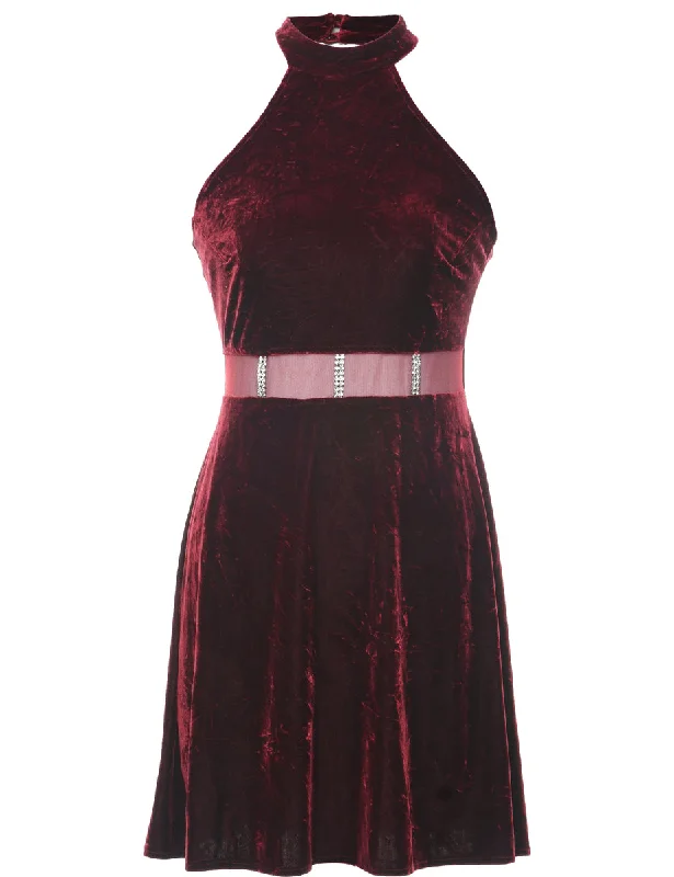 Midnight Madness Velvet Maroon Evening Dress - XS