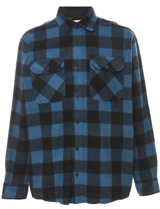 Loyalty Reward Wrangler Blue & Black Classic Checked Shirt - L