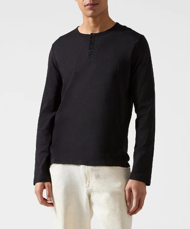 Weekend Savings Extravaganza Classic Jersey Long Sleeve Henley - Black