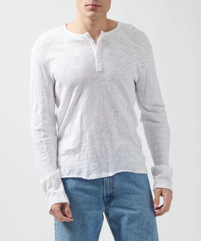 Weekend Savings Sensation Slub Jersey Destroyed Wash Henley - White