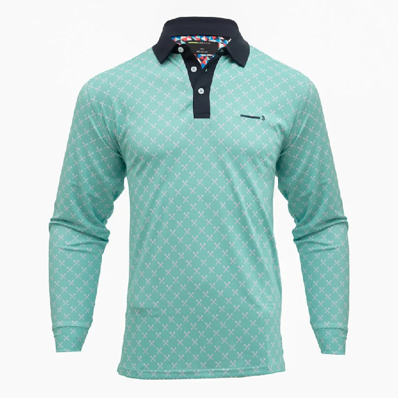 Closeout GREEN TEE FULL SLEEVE MEN'S GOLF T-SHIRT