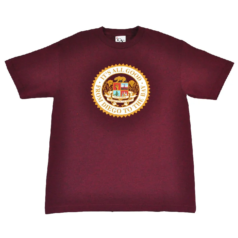 Exclusive Savings Mens Cali Assembly Seal T-Shirt Burgundy