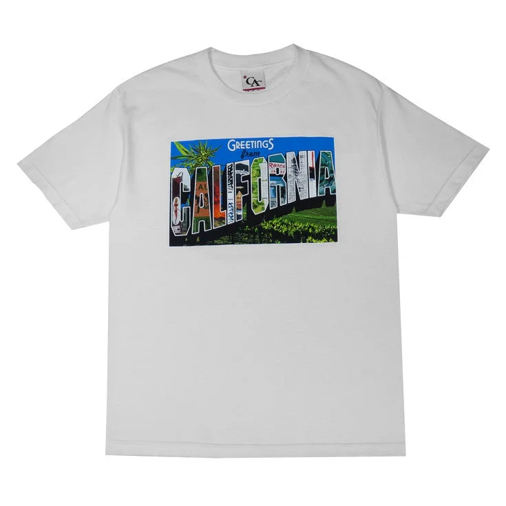 Weekend Wonders Await! Mens Cali Greetings T-Shirt White