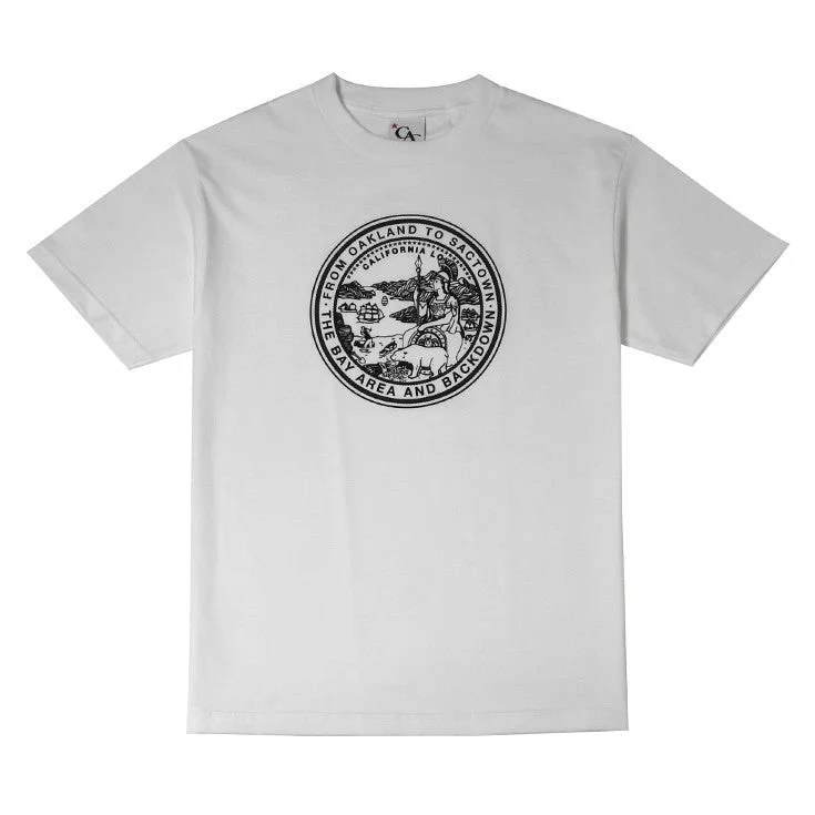 Your Weekend, Your Savings Mens Cali State Seal T-Shirt White