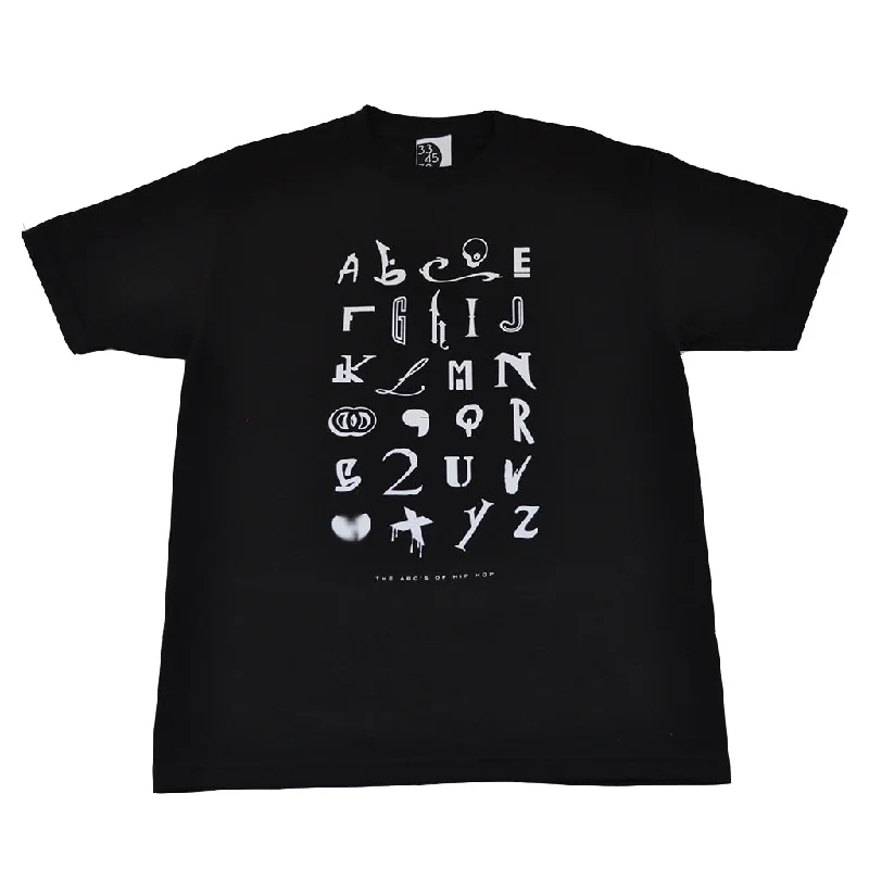 Limited Availability Mens Ongaku Hip Hop Alphabet T-Shirt Black