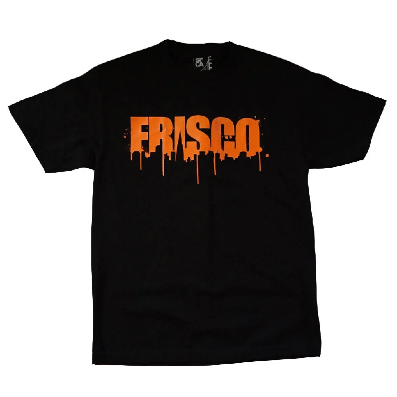 Hurry Up Mens SFCA Frisco Drips T-Shirt, Black with Orange