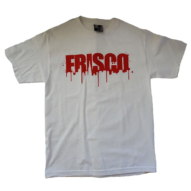 New Arrival Mens SFCA Frisco Drips T-Shirt, White with Red