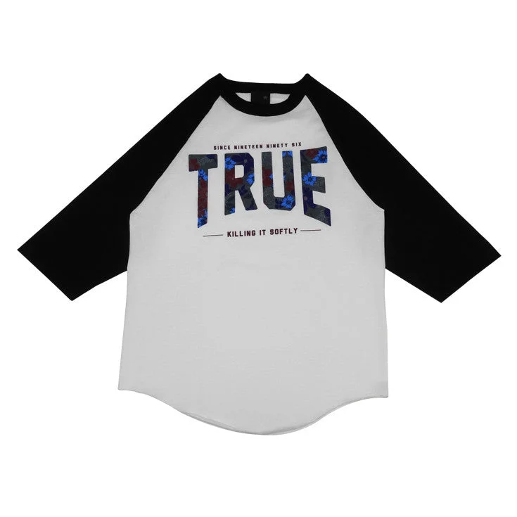 Super Discount Mens True Floral 2 Raglan T-Shirt White/Black