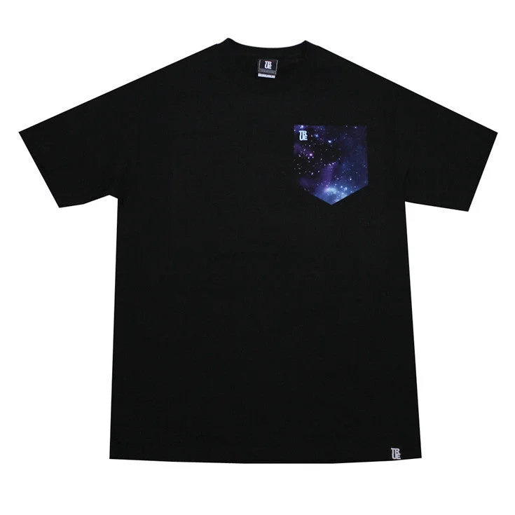 Deal Dash Mens True Logo Galaxy Pocket T-Shirt Black