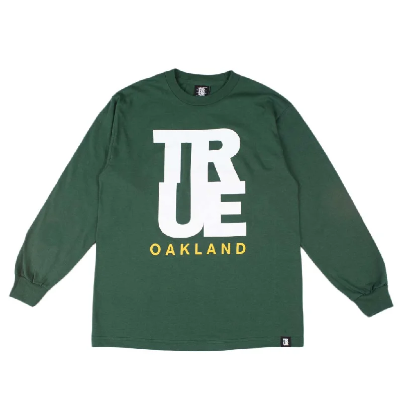 Now or Never Men's True Logo Oakland Long Sleeve T-Shirt Green
