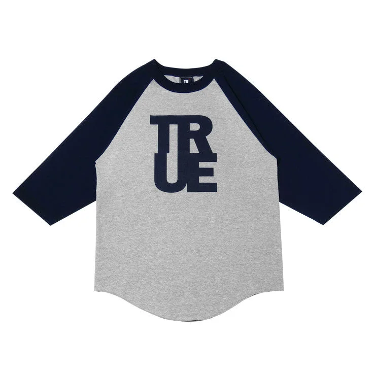 Amazing Value Mens True Logo Raglan T-Shirt Grey/Navy