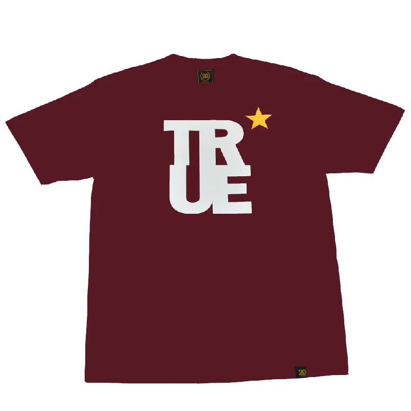 Hurry In Mens True Logo Star T-Shirt Burgundy