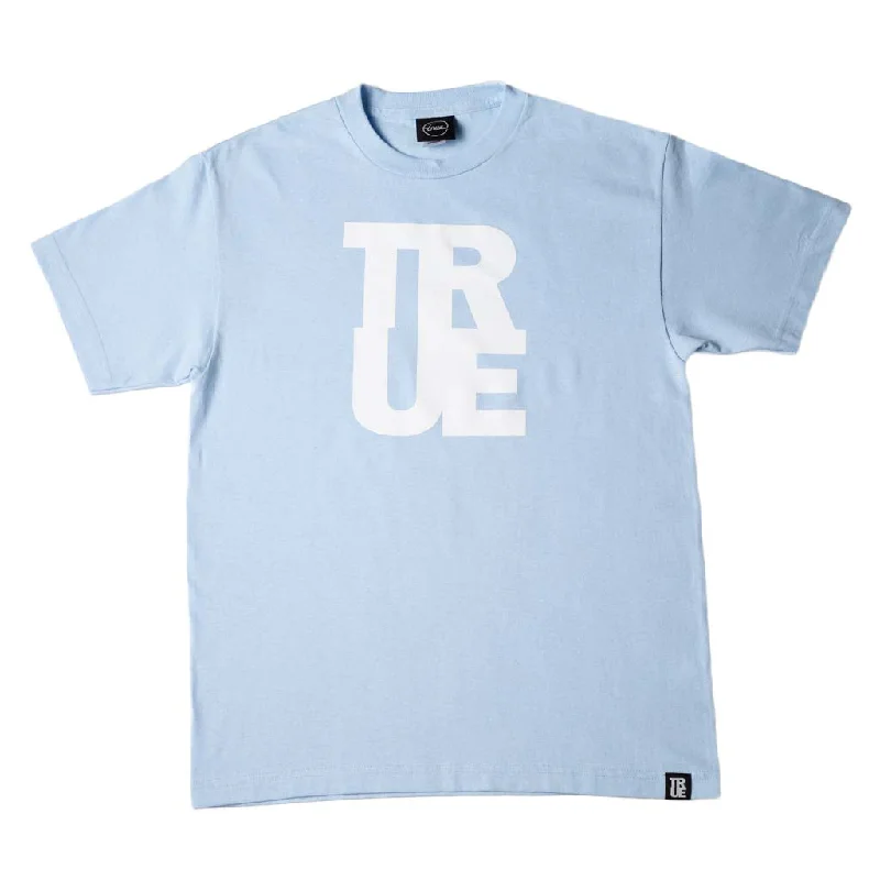Price Reduction Mens True Logo T-Shirt Light Blue/White