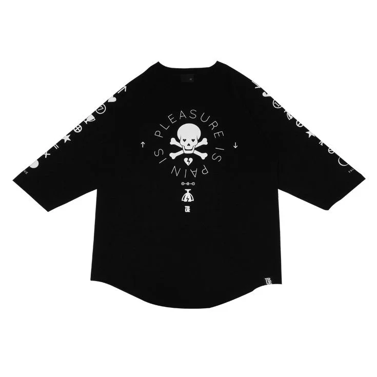 Time-Sensitive Mens True Pleasure Pain Raglan T-Shirt Black