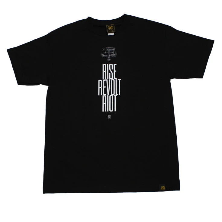 Act Now Mens True Rise Revolt Riot T-Shirt Black