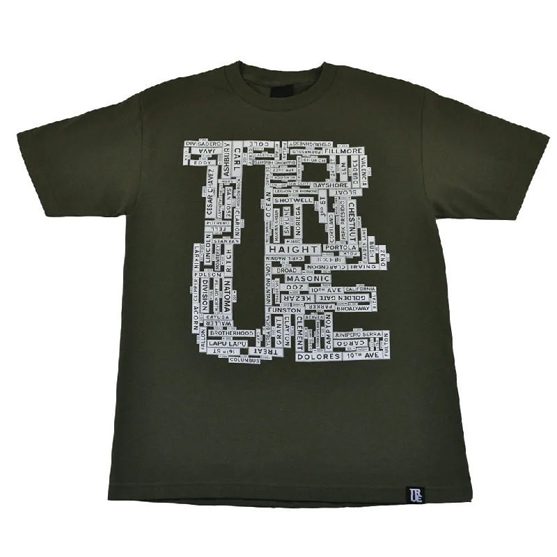 Weekend Savings Spectacle Mens True Street Signs T-Shirt Olive