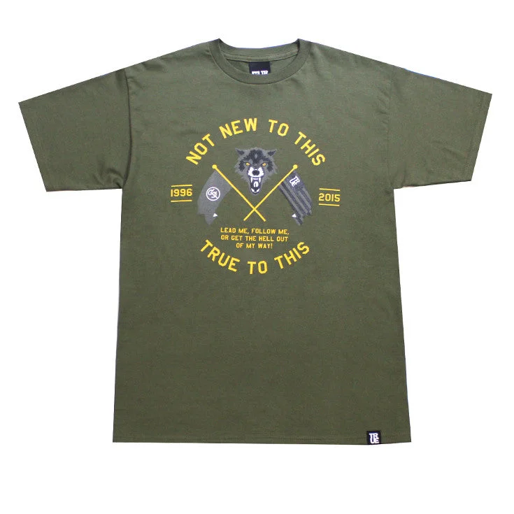 Steals and Deals Mens True Wolves T-Shirt Army