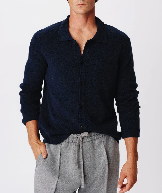 Weekend Specials to Relish Merino Wool Cotton Cashmere Blend Cardigan Jacket - Midnight