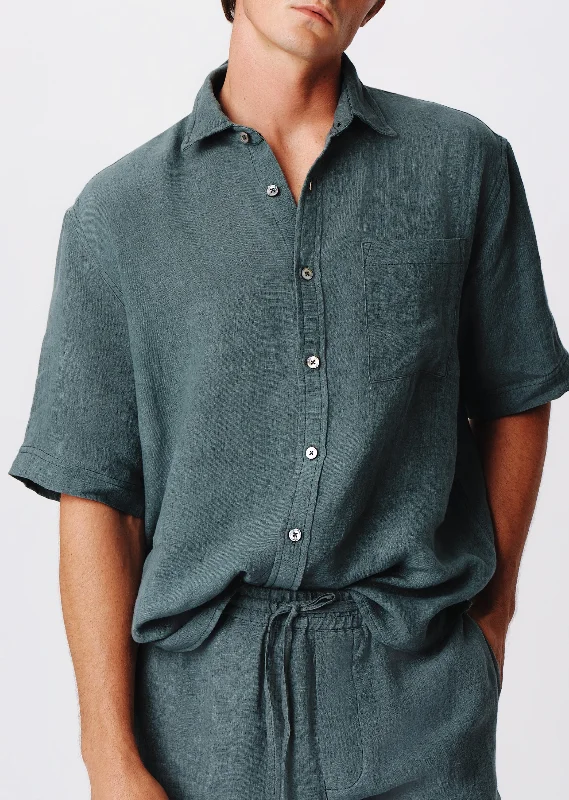 Weekend Specials You Can't Miss Linen with Wash Camp Shirt - Slate