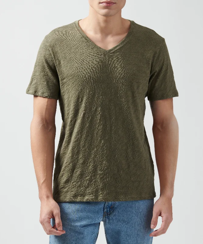 Weekend Offers That Excite Slub Jersey V-Neck Tee - Army