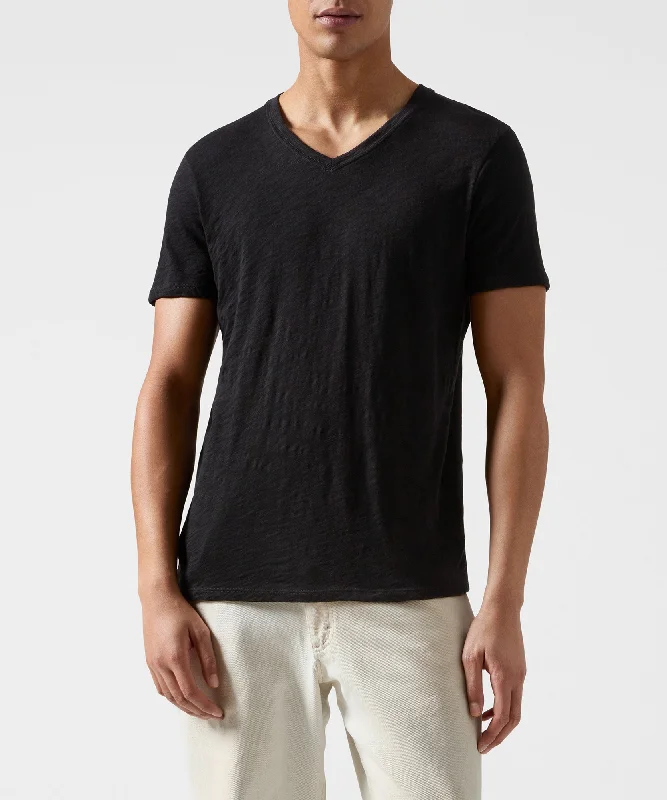Weekend Savings Galore Slub Jersey V-Neck Tee - Black