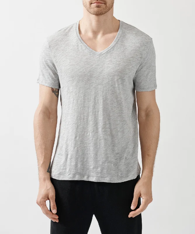 Weekend Discounts Worth Grabbing Slub Jersey V-Neck Tee - Heather Grey